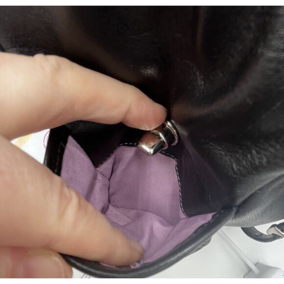 Coach F13759 Authenticated Black Pleated Leather East West Gallery Shoulder Bag - Picture 10 of 12